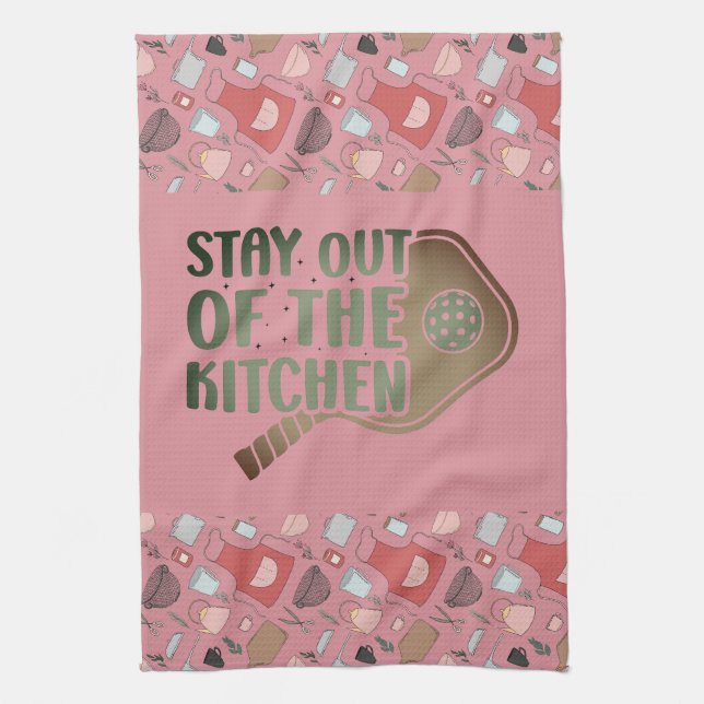 Pickleball Passion: Stay out of the Kitchen Funny Kitchen Towel (Vertical)