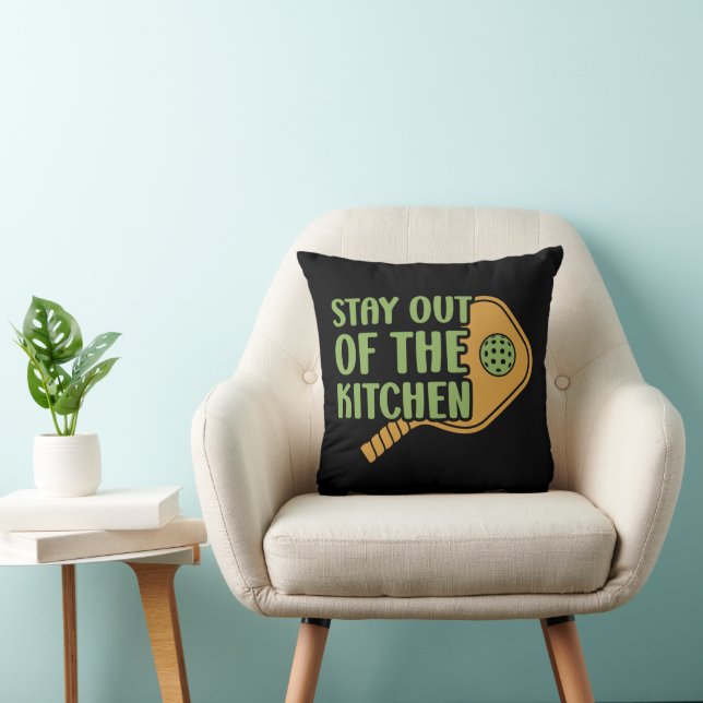 Pickleball Passion: Stay out of the Kitchen Funny Throw Pillow (Chair)