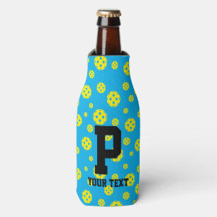 Pickleball pattern bottle cooler with custom text