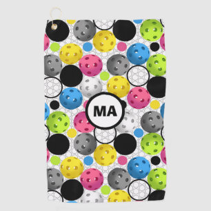 Pickleball Pattern Pink Initials Sweat Towel