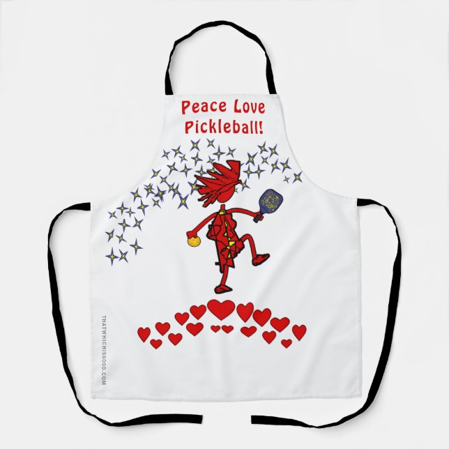 Pickleball Peace Love All-Over Imprimer Tablier (Recto)