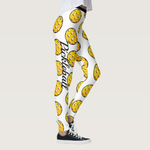 Pickleball Personalize Leggings White Yellow