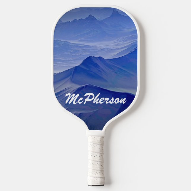 Pickleball personalize with Name Blue Background Pickleball Paddle (Front)