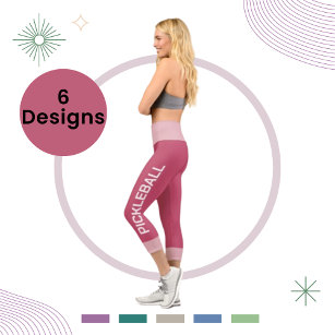 Pickleball Personalized Indian Red High Waisted Capri Leggings