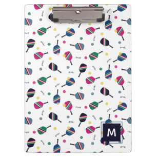 Pickleball Personalized Monogram Blue Green Pink Clipboard