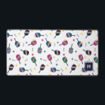 Pickleball Personalized Monogram Blue Green Pink Desk Mat<br><div class="desc">This personalized,  monogrammed desk mat features a vibrant,  fun pattern with striped pickleball paddles,  balls and the word "dink!." In shades of blue,  green,  pink and yellow. Makes a wonderful gift! Part of a collection from Parcel studios.</div>