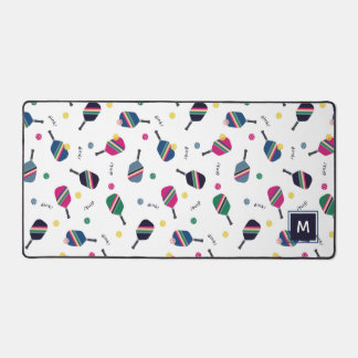 Pickleball Personalized Monogram Blue Green Pink Desk Mat