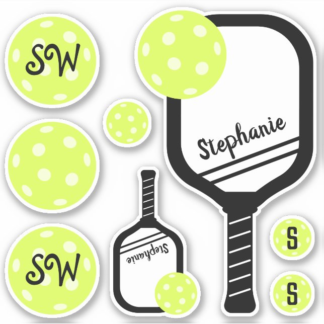 Pickleball Personalized Name Sticker Set (Front)