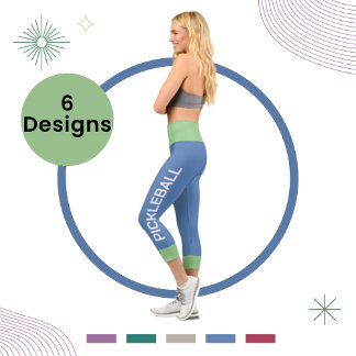 Pickleball Personalized Sage-Blue High Waisted Capri Leggings