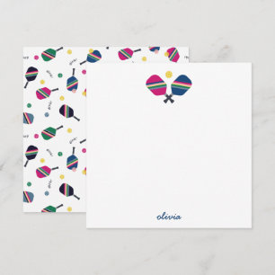 Pickleball Personalized Script Name Blue Note Card