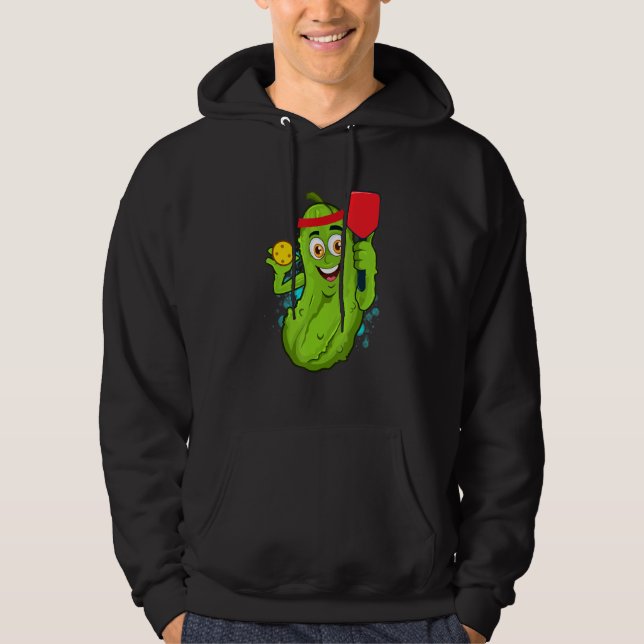 Pickleball Pickle Paddle  Cucumber Player Vegan Hoodie (Front)