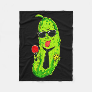 Pickleball pickle with tie & sunglasses funny fleece blanket