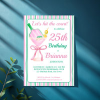 Pickleball pink and green birthday party invite