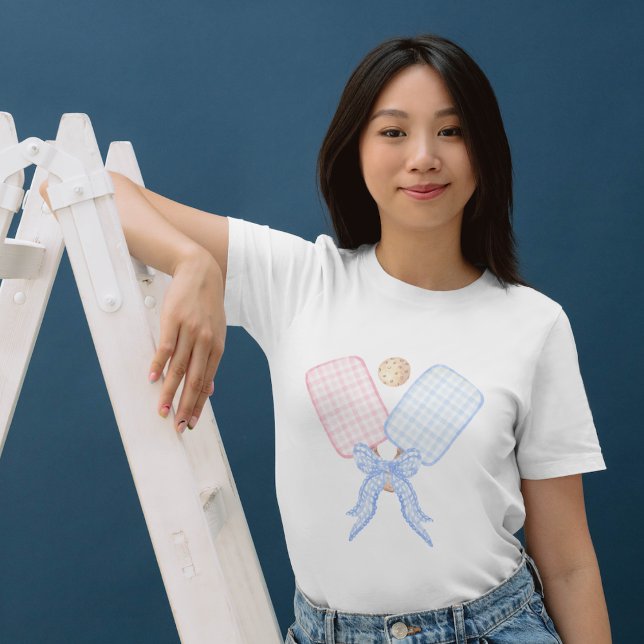 Pickleball Pink Blue RIbbon Coquette T-Shirt (Creator Uploaded)