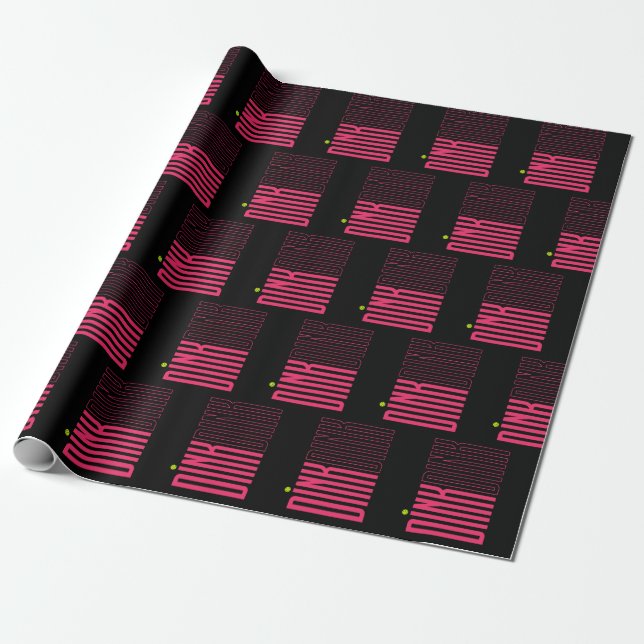Pickleball pink dink pattern wrapping paper  (Unrolled)