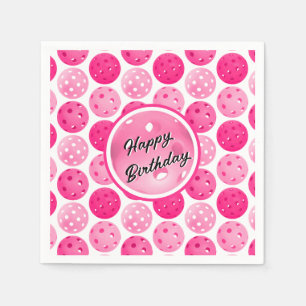 Pickleball Pink & White Pickleballs Personalized  Napkin