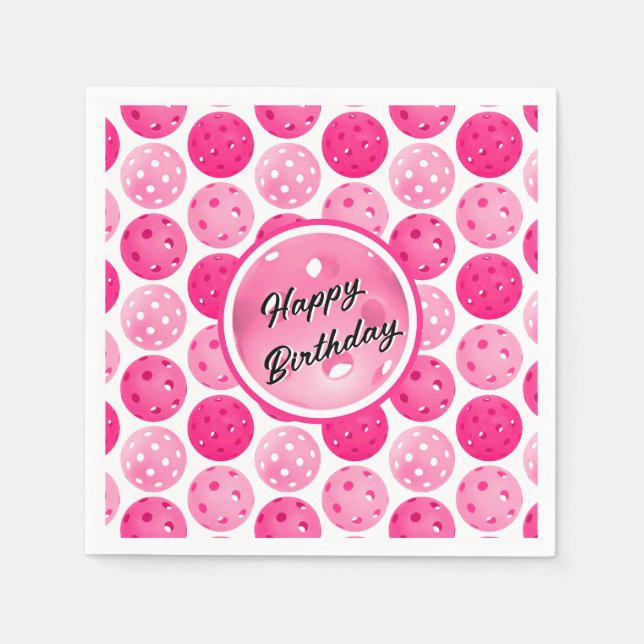 Pickleball Pink & White Pickleballs Personalized  Napkin (Front)