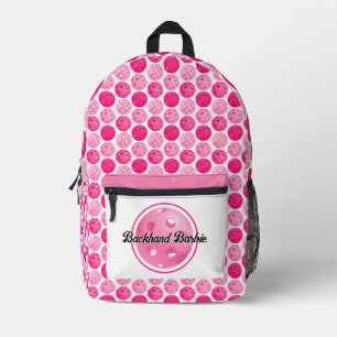 Pickleball Pink & White Pickleballs Personalized  Printed Backpack