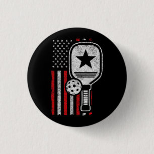 Pickleball Player - American Flag Pickleball - Pic 1 Inch Round Button
