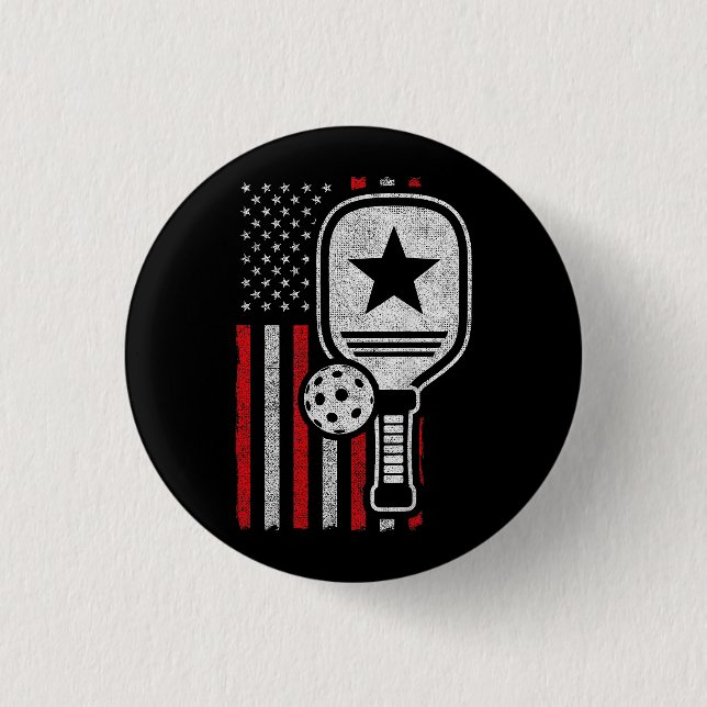 Pickleball Player - American Flag Pickleball - Pic 1 Inch Round Button (Front)