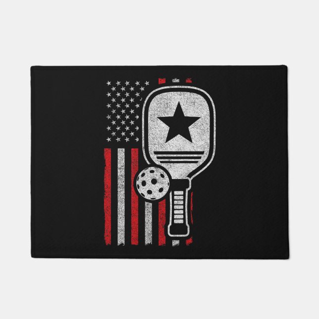 Pickleball Player - American Flag Pickleball - Pic Doormat (Front)