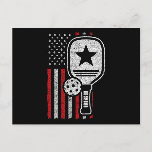 Pickleball Player - American Flag Pickleball - Pic Holiday Postcard (Front)