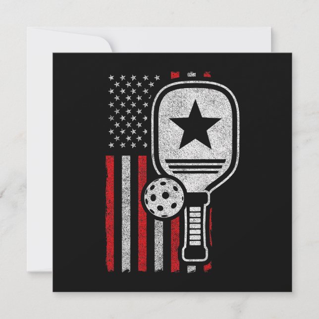Pickleball Player - American Flag Pickleball - Pic Invitation (Front)