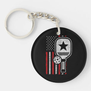 Pickleball Player - American Flag Pickleball - Pic Keychain