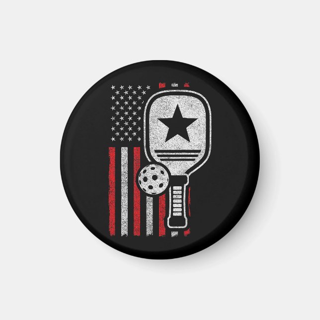 Pickleball Player - American Flag Pickleball - Pic Magnet (Front)