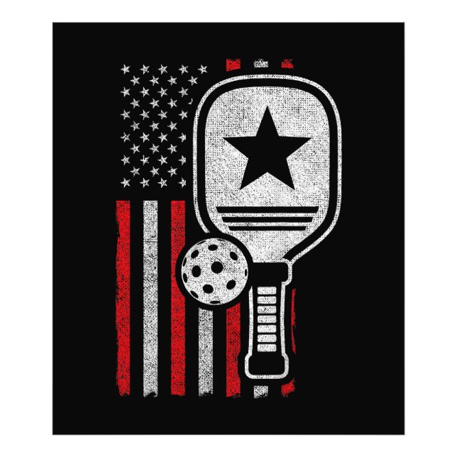 Pickleball Player - American Flag Pickleball - Pic Photo Print (Front)