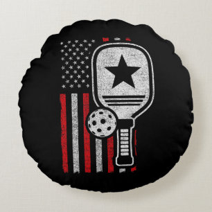 Pickleball Player - American Flag Pickleball - Pic Round Pillow
