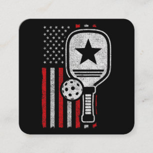 Pickleball Player - American Flag Pickleball - Pic Square Business Card