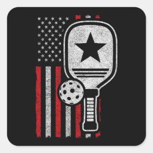 Pickleball Player - American Flag Pickleball - Pic Square Sticker