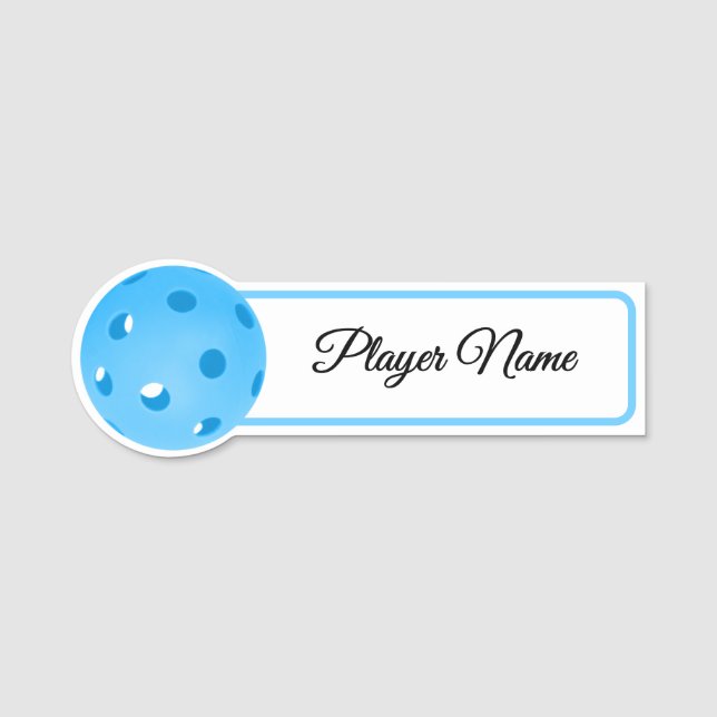 Pickleball Player Blue Pickleballs Personalized Name Tag (Front)