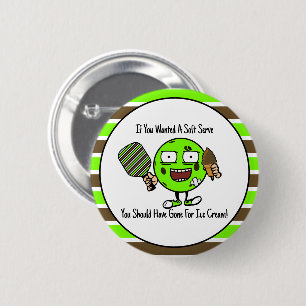 Pickleball Player Chocolate Soft Serve Green Funny 2 Inch Round Button