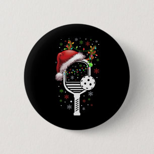 Pickleball Player Christmas Holiday Reindeer Xmas 2 Inch Round Button