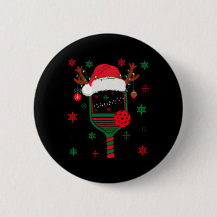 Pickleball Player Christmas Holiday Reindeer Xmas 2 Inch Round Button