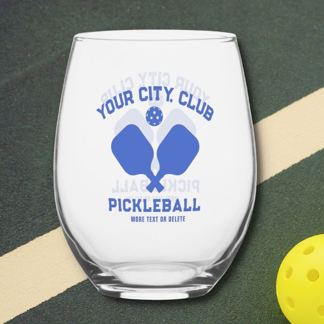 Pickleball Player Club Team Name Personalized Stemless Wine Glass (Creator Uploaded)