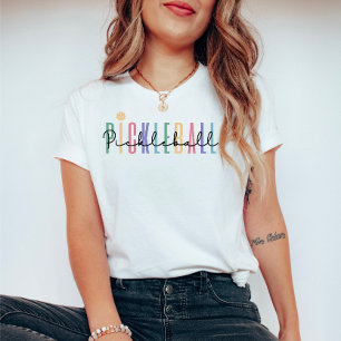 Pickleball Player Coloured Bold Text T-Shirt