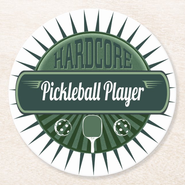 Pickleball Player Dink Party Round Paper Coaster (Front)