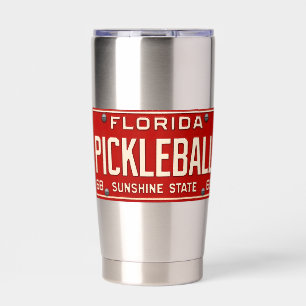 Pickleball Player Fan Retro Florida License Plate Insulated Tumbler