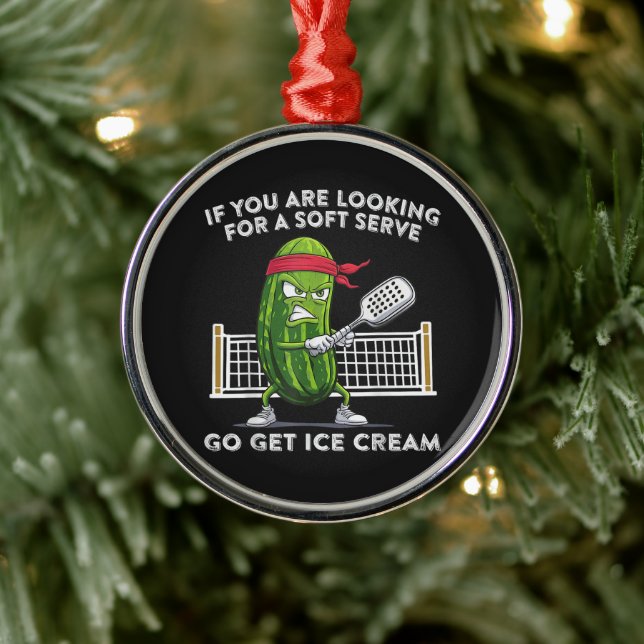 Pickleball Player Funny Metal Ornament (Tree)
