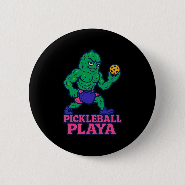 Pickleball player funny pickle ball pickelball din 2 inch round button (Front)