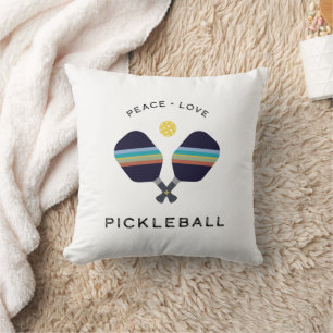 Pickleball Player Gift Peace Love and Pickleball Throw Pillow
