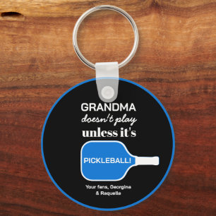Pickleball Player Grandma Funny Custom Typography Keychain