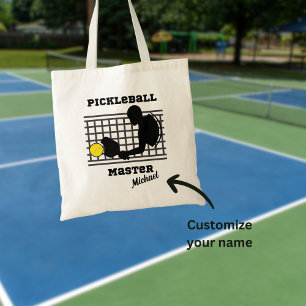 Pickleball player master winner custom name tote bag