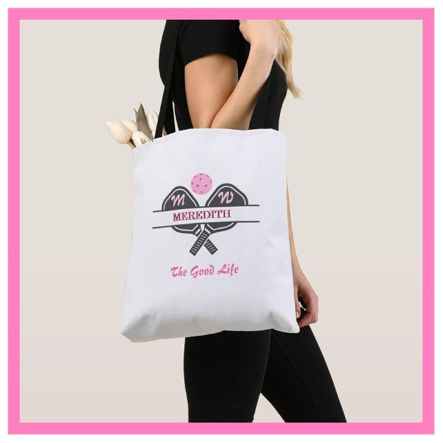 Pickleball Player Monogram Name Paddles  Tote Bag (Creator Uploaded)