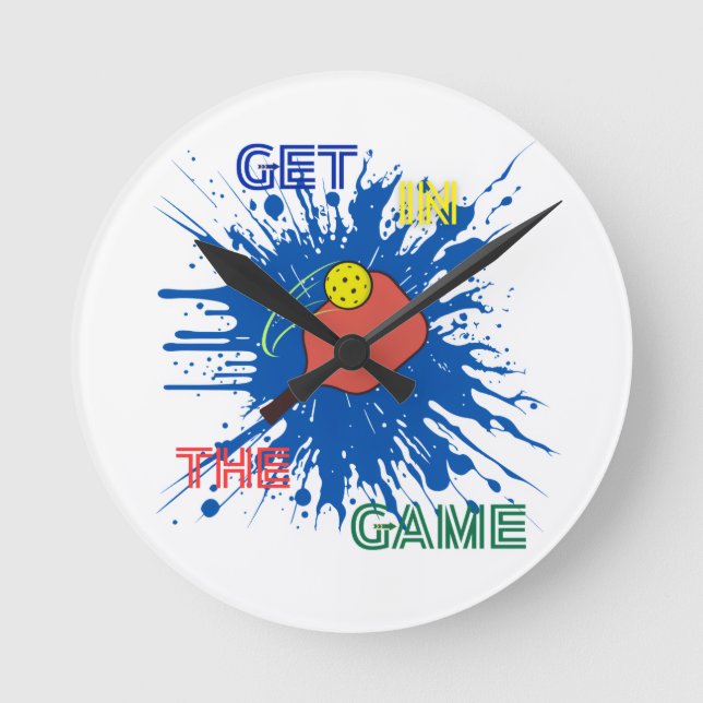 Pickleball player paddle sport game  round clock (Front)