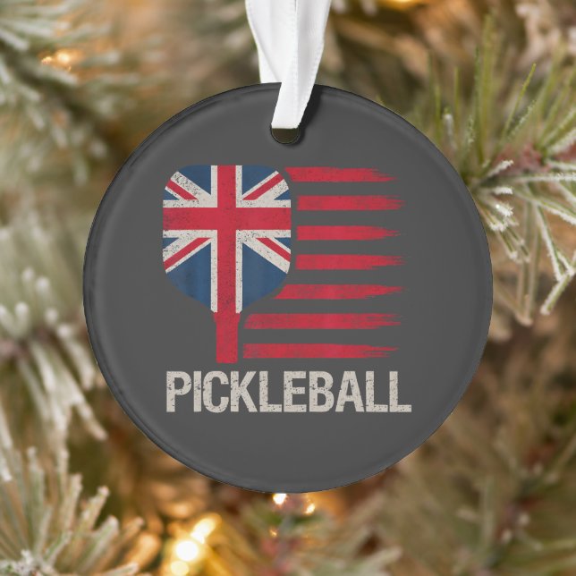 Pickleball Player Paddle Uk Flag  Ornament (Tree)