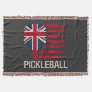 Pickleball Player Paddle Uk Flag  Throw Blanket